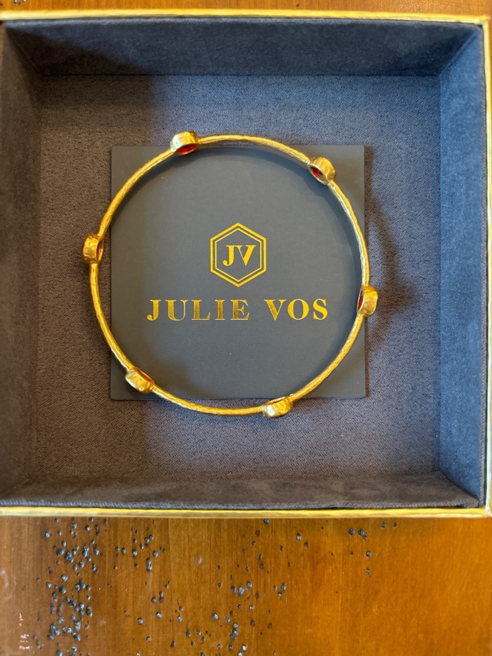 Julie Vos Milano Bangle in ruby red View 2